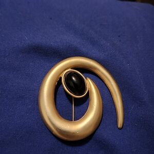 Possible Donna Karan Gold and Black Swirl Brooch Purse, Scarf, Hat